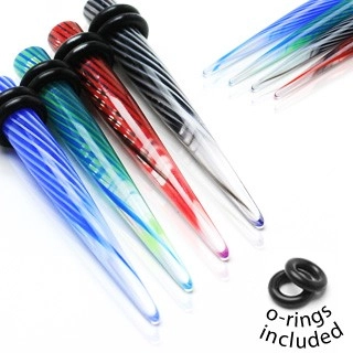 Rozťahovač z UV akrylu so špirálovým vírom a dvoma gumičkami - Hrúbka: 4 mm, Farba: Čierna - Červená