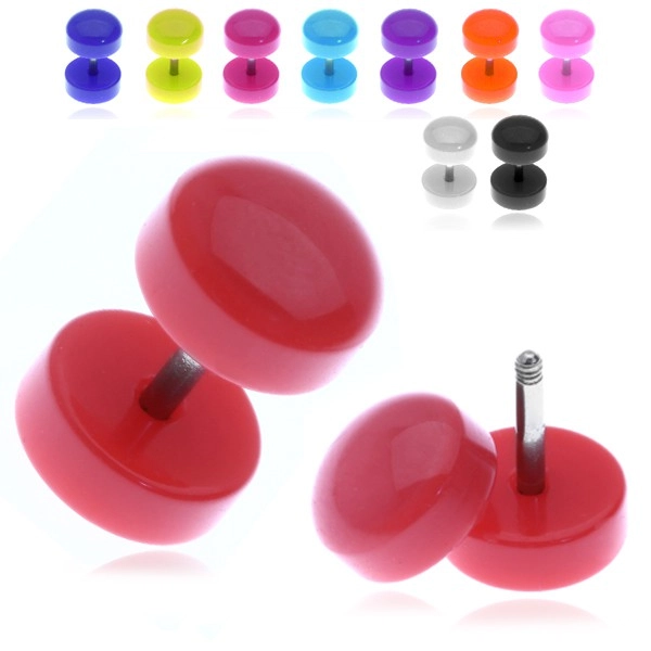 Farebný falošný plug s lesklým zaobleným kolieskom - Farba piercing: Ružová