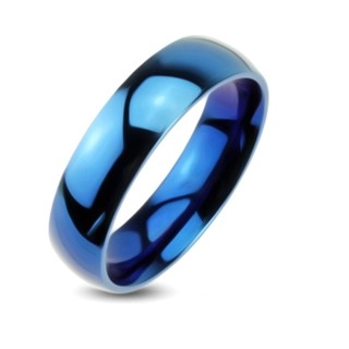 Modrá kovová obrúčka - hladký prsteň so zrkadlovým leskom - Veľkosť: 57 mm