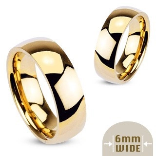 Kovový prsteň - hladká lesklá obrúčka zlatej farby  - Veľkosť: 51 mm