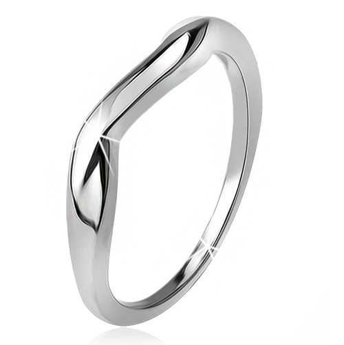 Zvlnený prsteň, hladké ramená, vlna, striebro 925 - Veľkosť: 55 mm