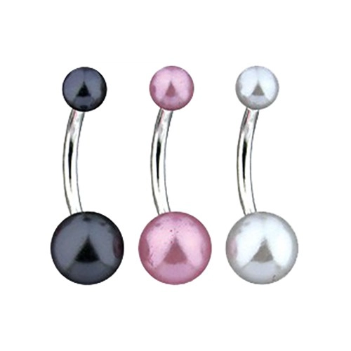 Piercing do bruška - farebná perlová gulička - Farba piercing: Ružová