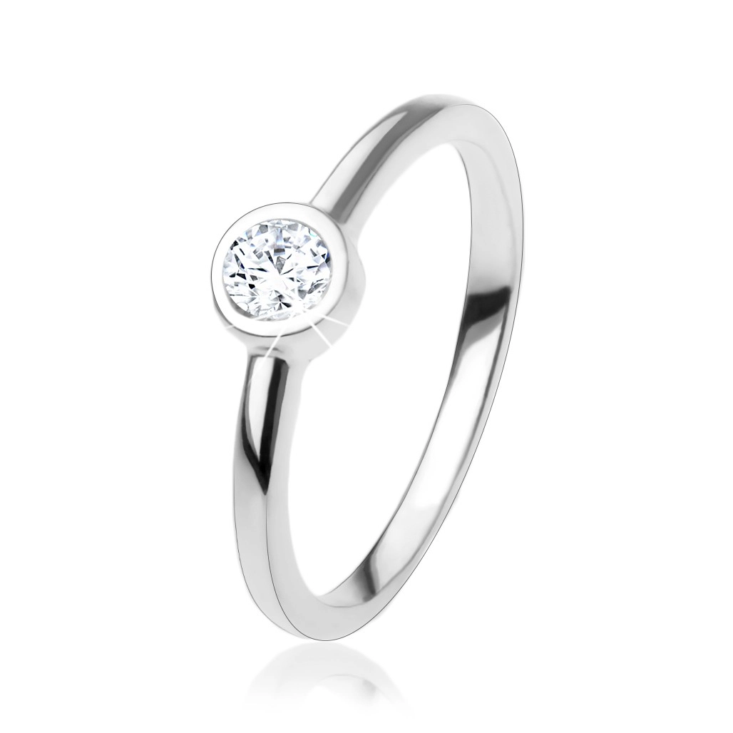 Zásnubný prsteň s trblietavým okrúhlym zirkónom čírej farby, striebro 925 - Veľkosť: 50 mm