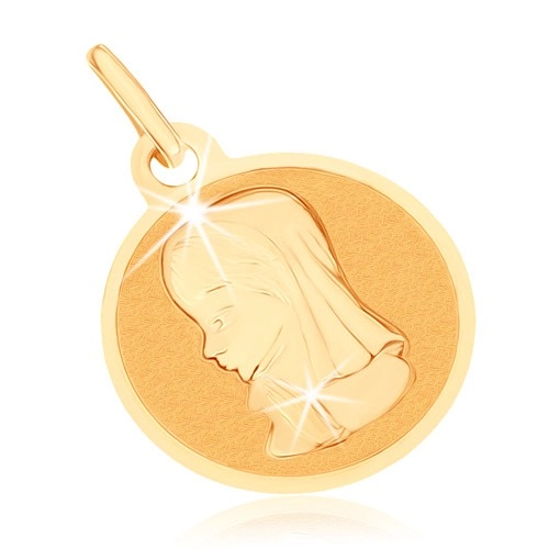 Zlatý prívesok 375 - okrúhly plochý medailón, Panna Mária