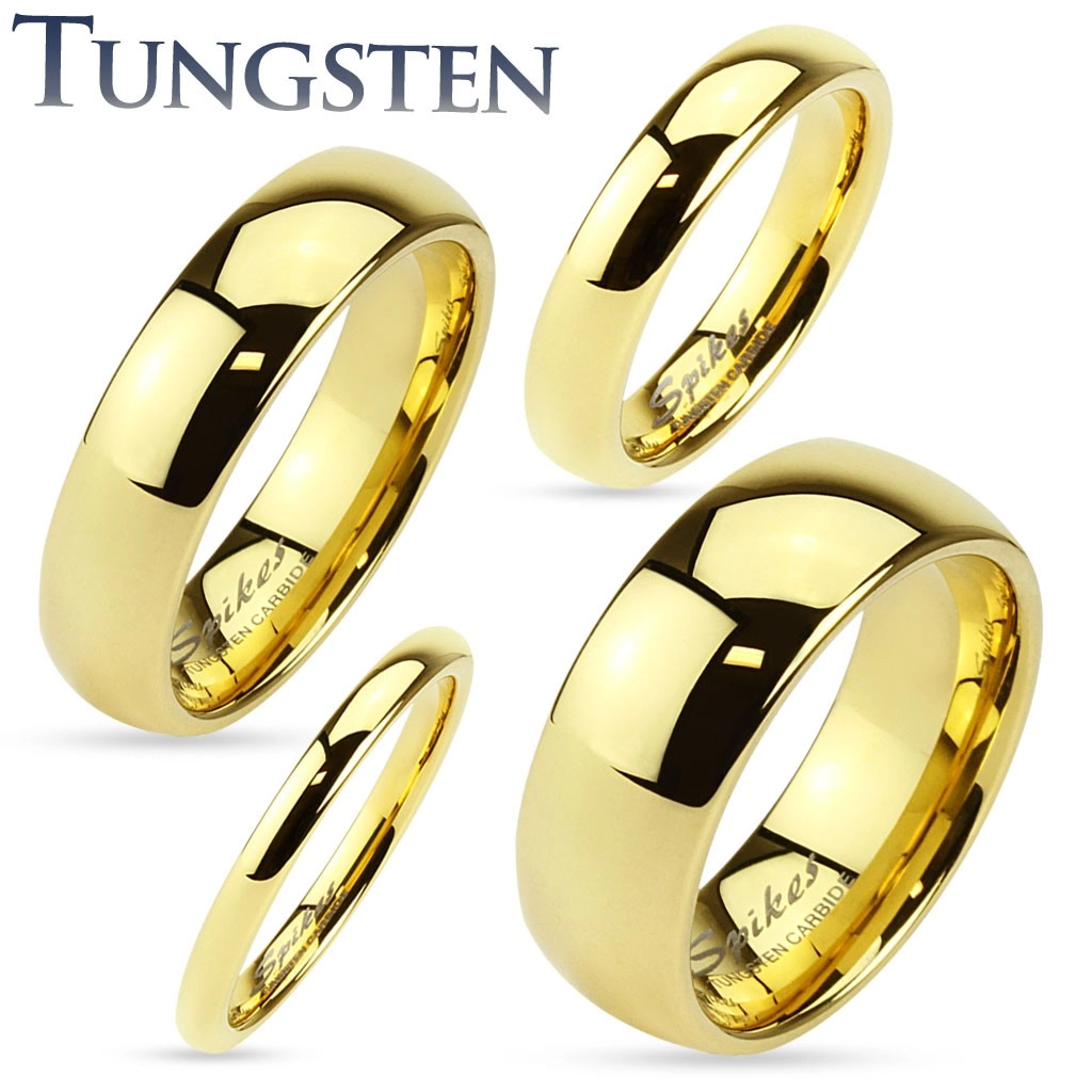 Tungstenová obrúčka zlatej farby, lesklý a hladký povrch, 2 mm - Veľkosť: 61 mm