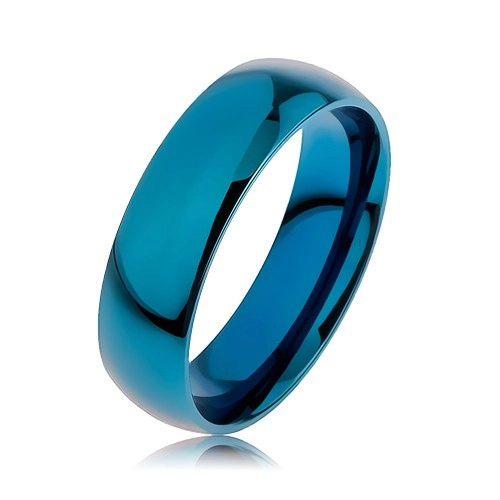 Prsteň z chirurgickej ocele v modrej farbe, povrch anodizovaný titánom, 6 mm - Veľkosť: 68 mm