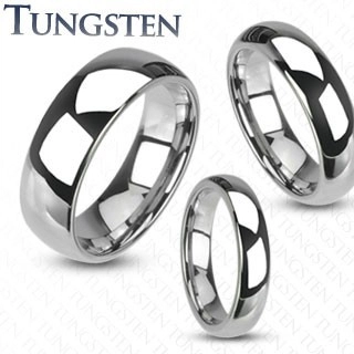Tungstenový prsteň - hladká lesklá obrúčka striebornej farby, 8 mm - Veľkosť: 68 mm