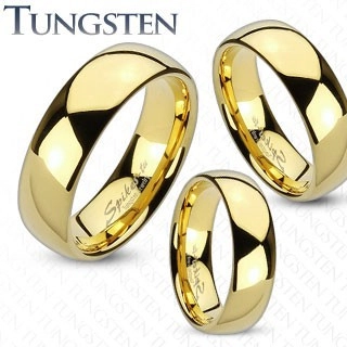Prsteň z tungstenu zlatej farby, lesklý a hladký povrch, 4 mm - Veľkosť: 54 mm
