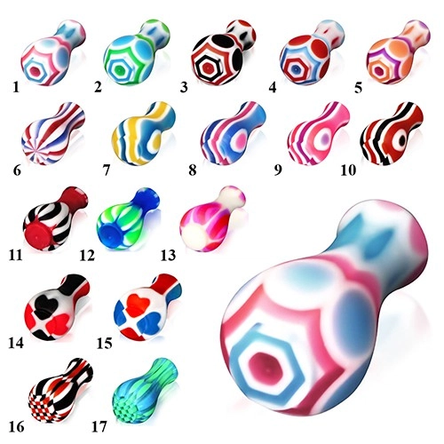 Akrylový plug do ucha, na jednom konci rozšírený, rôzne farby a vzory - Motívy: 14.