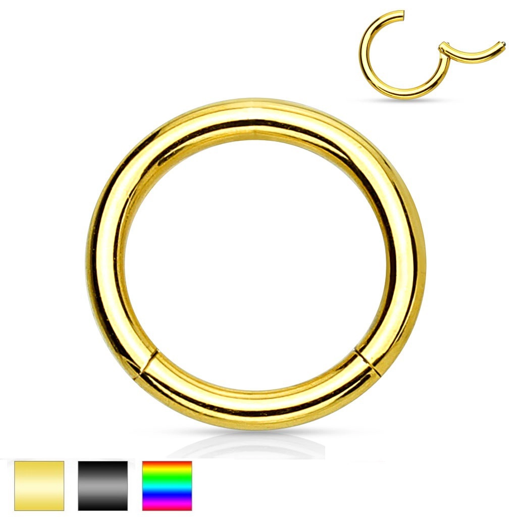 Piercing do nosa a ucha, chirurgická oceľ, jednoduchý lesklý krúžok, 2 mm - Farba piercing: Zlatá