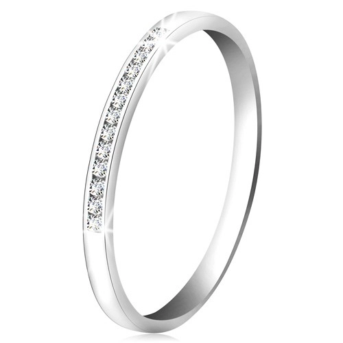 Briliantový prsteň z bieleho 14K zlata - ligotavá línia drobných čírych diamantov - Veľkosť: 62 mm