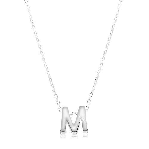 Nastaviteľný náhrdelník, striebro 925, veľké tlačené písmeno M
