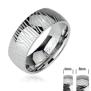 Oceľový prsteň - vzor zebra - Veľkosť: 61 mm