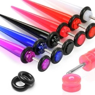 Fake expander z UV akrylu - Farba piercing: Ružová