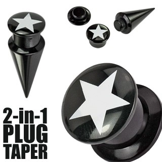 Plug a taper čierny  STAR - Hrúbka: 12 mm