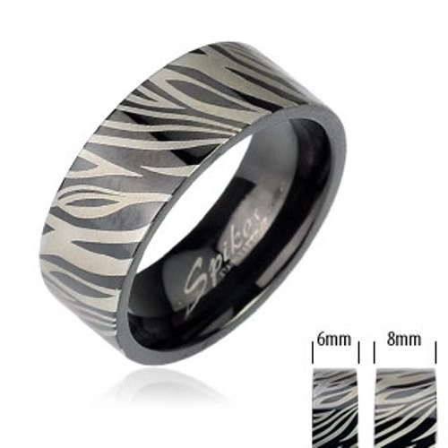 Oceľový prsteň - čierna zebra - Veľkosť: 65 mm