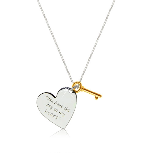 Strieborný náhrdelník 925 - srdce s nápisom \