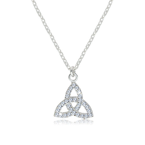 Strieborný 925 náhrdelník - číry zirkónový symbol Triquetra