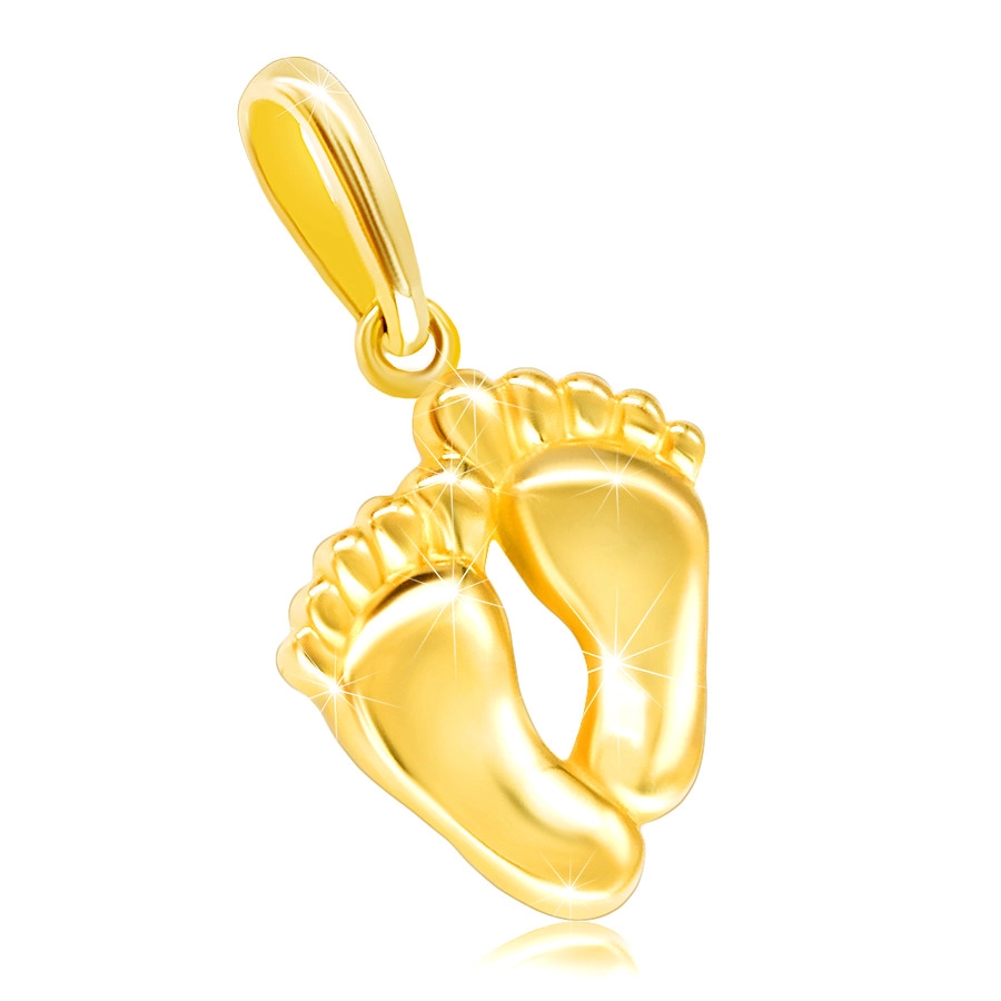 Zlatý prívesok 585 - dve spojené lesklé chodidlá s prstami