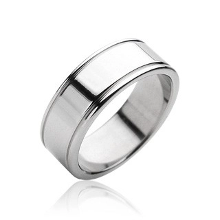 Oceľový prsteň hladký matný, lesklé okraje - Veľkosť: 65 mm