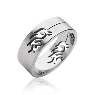 Oceľový prsteň symbol Tribal - Veľkosť: 62 mm