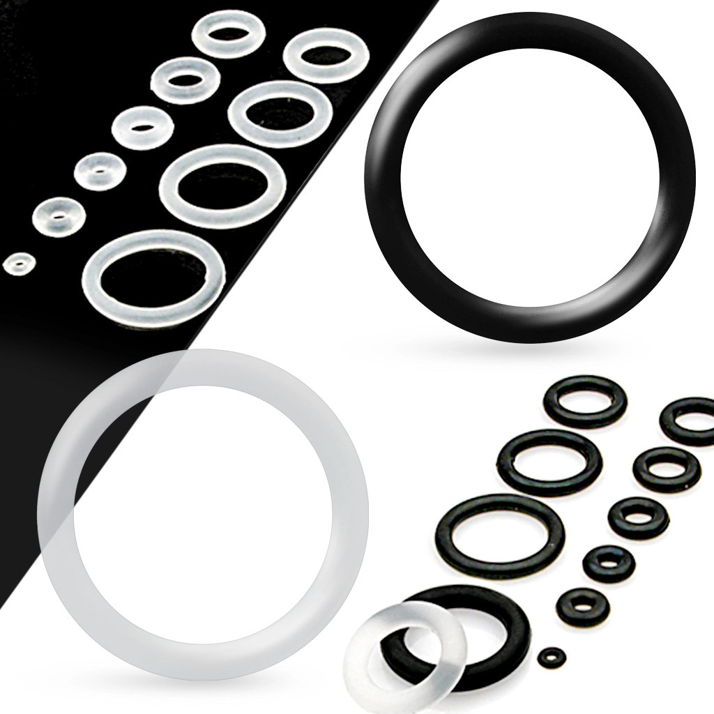 Náhradné silikónové krúžky na tunel alebo plug, čierna farba - Hrúbka: 15 mm