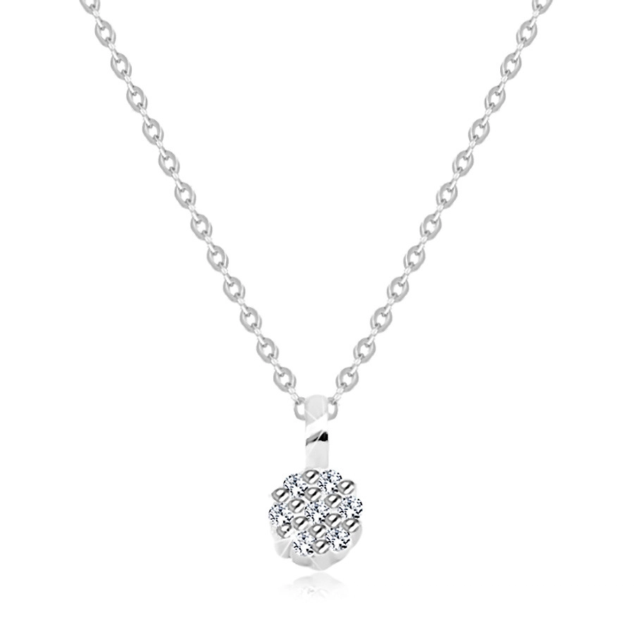 Briliantový náhrdelník z bieleho 14K zlata - tenká retiazka, krúžok zdobený diamantami