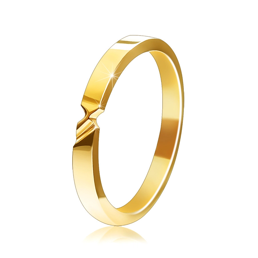 Zlatá 14K obrúčka - prsteň s dvoma zárezmi a hladkými ramenami - Veľkosť: 51 mm