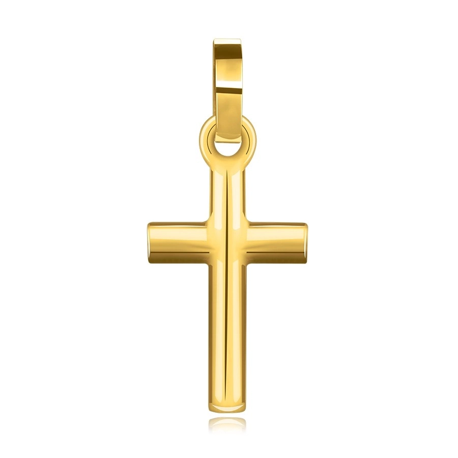 Prívesok zo žltého zlata 585 - náboženský motív, lesklý latinský kríž