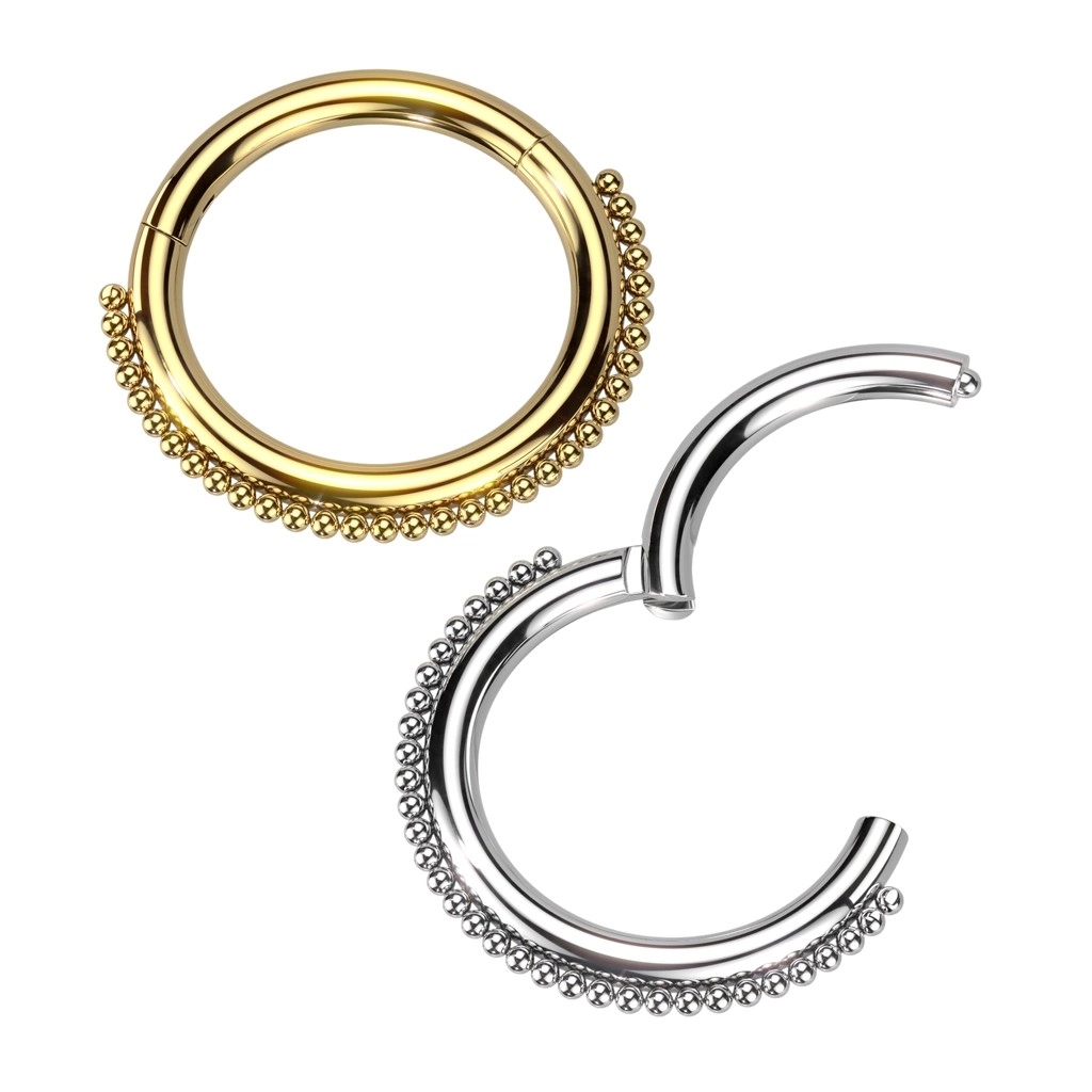 Piercing z chirurgickej ocele - prstenec s guľôčkovou líniou, 8 mm - Farba: Zlatá