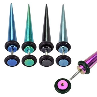 Fake expander z ocele - farebný, anodizovaný s gumičkami - Farba piercing: Svetlo Modrá