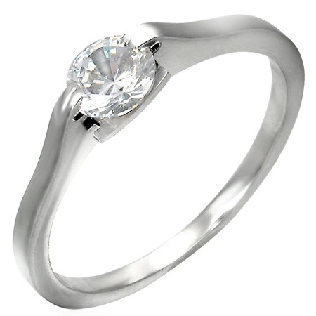 Klasický zásnubný prsteň - číre očko v úchyte - Veľkosť: 52 mm