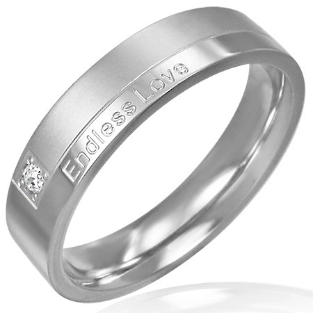 Prsteň z ocele - moderný dizajn, romantický nápis - Veľkosť: 55 mm