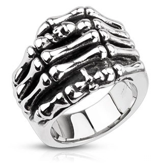 Prsteň z ocele - kostra ruky - Veľkosť: 68 mm