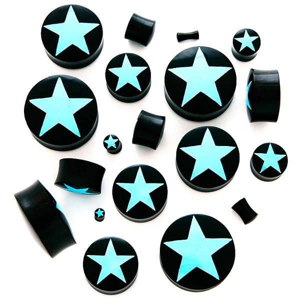 Sedlový plug - čierny organický materiál, hviezda - Hrúbka: 6 mm 