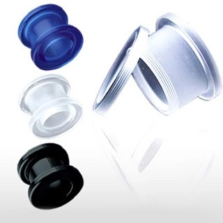 Tunnel do ucha UV akrylový so skrutkou - Hrúbka: 16  mm, Farba piercing: Modrá