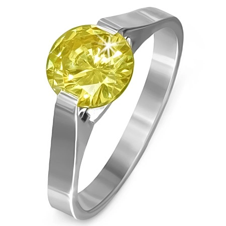 Prsteň z ocele - kameň v žltej farbe \