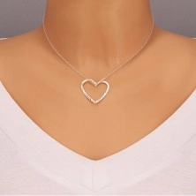 Strieborný náhrdelník 925 - retiazka s vlnitou kontúrou srdca