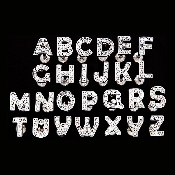 Piercing do jazyka z ocele - písmeno so zirkónmi - Písmeno: R