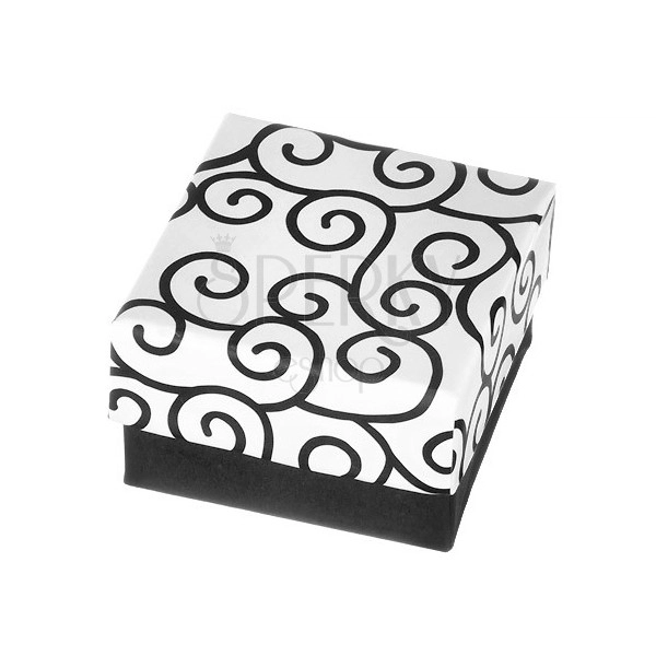 Krabička na náušnice - čiernobiely povrch s točeným vzorom