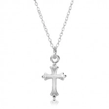 Lesklý náhrdelník - retiazka s oblým krížom, striebro 925