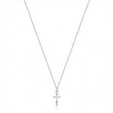 Lesklý náhrdelník - retiazka s oblým krížom, striebro 925