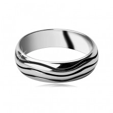 Strieborný prsteň 925 - zaoblená obrúčka s vlnkami