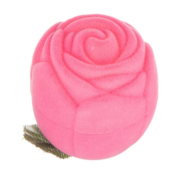 E-shop Šperky Eshop - Zamatová krabička na prsteň - ružová ruža s lístkami Y31.2