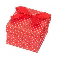Darčeková krabička na šperk - biele bodky s mašľou