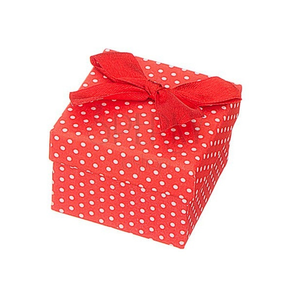 Darčeková krabička na šperk - biele bodky s mašľou