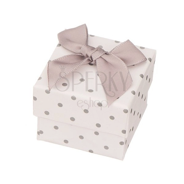 Darčeková krabička na šperk - sivé bodky s mašľou