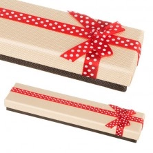 Béžovo-hnedá krabička na náramok s bodkovanou stuhou