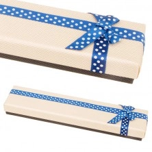 Béžovo-hnedá krabička na náramok s modrou stuhou