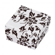 Čierno-biela krabička na náušnice s motívom kvetov